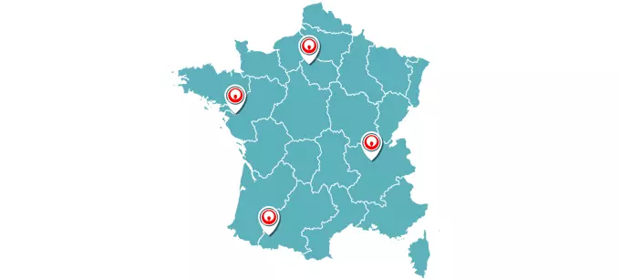 Implantations des Campus Veolia en France